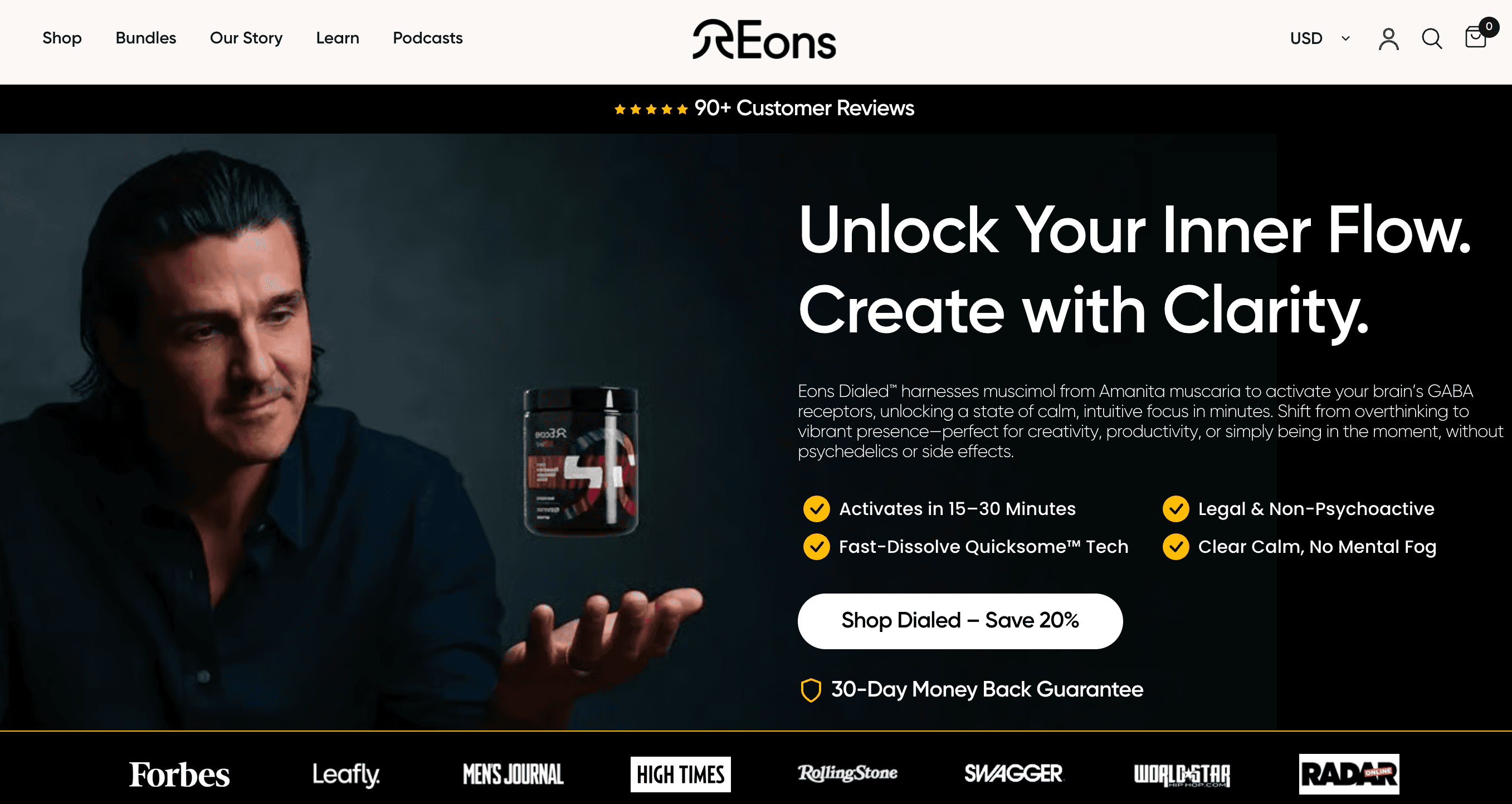 Eons landing page